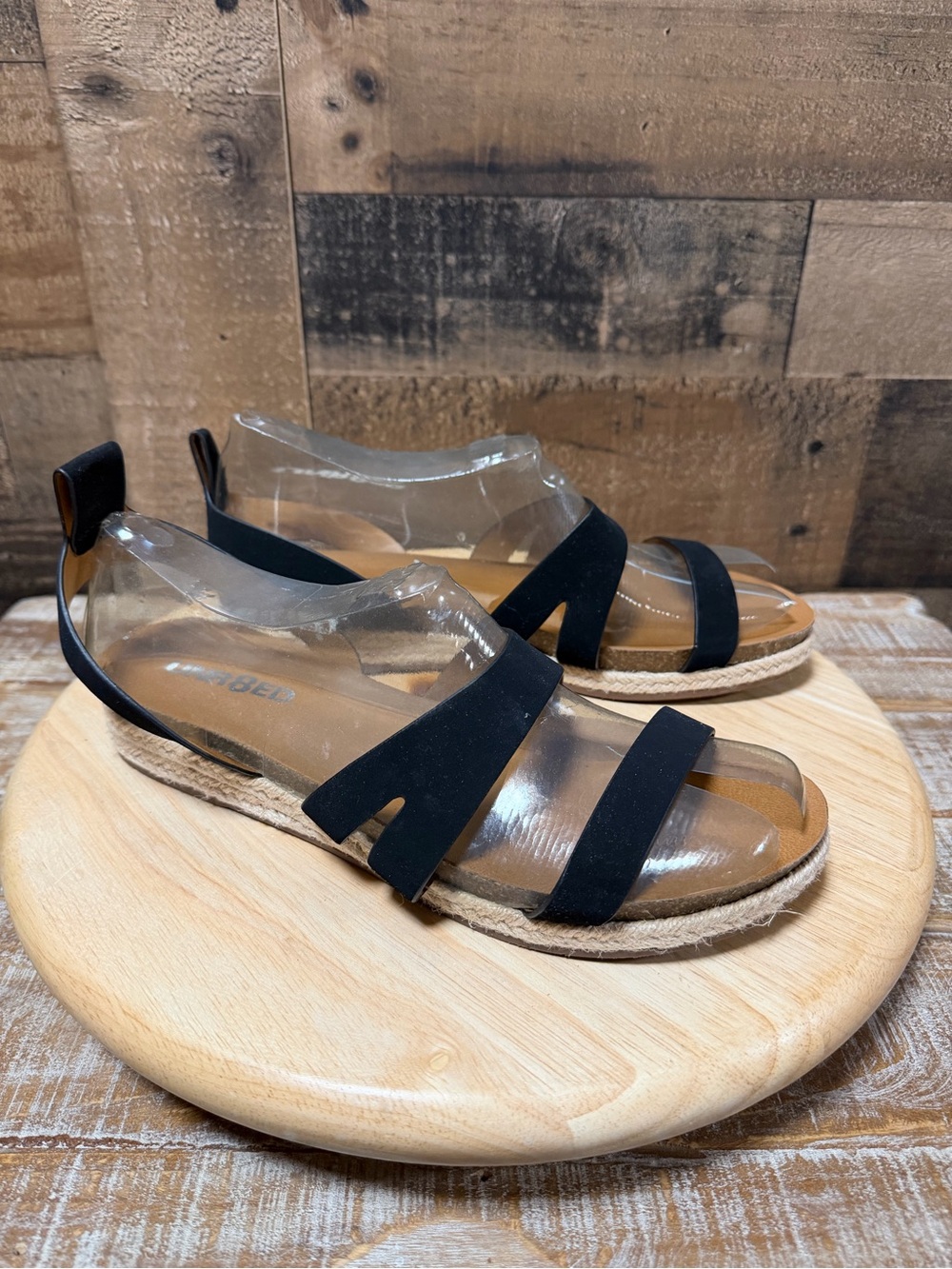 Unr8ed Taryn Black Slingback Espadrille Sandals Womens Size 9.5M Open Toe